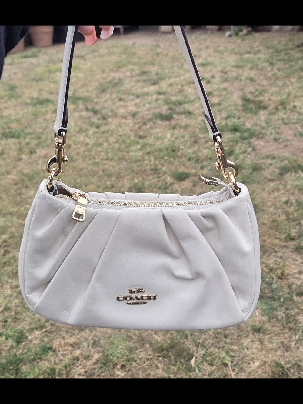 NWOT Coach Teri Shoulder Bag With Ruching CT761 White Leather